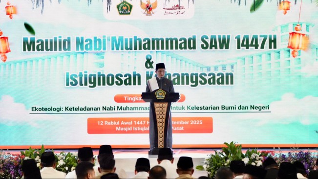 Menag Nasaruddin Umar saat peringatan Maulid Nabi SAW. (kemenag.go.id)